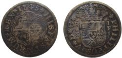 World Coins - Spain Kingdom Felipe V 1745 S PJ 1 Real 2.6g