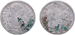 World Coins - Spain Kingdom 1805 S CN 2 Reales - Carlos IV Silver (.806) Seville Mint 5.81g VF KM 430.2