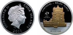 World Coins - Cook Islands New Zealand Free Association 2010 10 Dollars - Elizabeth II (Belém Tower) Silver (.999) (5000) 31.1g PF KM 1500