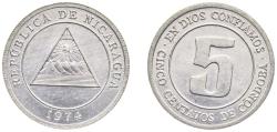 World Coins - Nicaragua Republic 1974 5 Centavos Aluminium-magnesium (Aluminium 96%, Magnesium 4%) Royal Mint (18000000) 1.5g BU KM 27 Schön 27