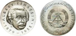 World Coins - Germany German Democratic Republic 1979 A 5 Mark (Albert Einstein) Nickel brass Berlin Mint (55475) 12.2g UNC KM 72