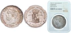 World Coins - Spain Kingdom 1871 *18-71 SDM 5 Pesetas - Amadeo I Silver (.900) Madrid Mint (13641162) 25g NGC AU  KM 666 Cal 5