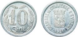 World Coins - France Evreux, Commune of Third Republic 1921 10 Centimes Aluminium Thévenon & Co. Mint 1.34g AU  Élie mon 10.2