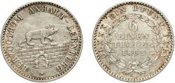 World Coins - Germany Duchy of Anhalt-Bernburg  German states 1862 A ⅙ Thaler - Alexander Charles Silver (.520) Berlin Mint (60000) 5.29g XF  AKS 19 Jaeg 2 AB 71 KM 87