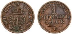 World Coins - Germany States Kingdom of Prussia Wilhelm I 1868 C 1 Pfenninge