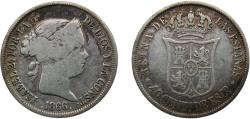 World Coins - Spain Kingdom 1866 40 Centimos de Escudo - Isabel II Silver (.810) Madrid mint 5.2g VF KM628.2