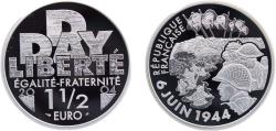 World Coins - France Fifth Republic 2004 1½ Euro (Normandy Invasion) Silver (.900) Paris Mint (8343) 22.2g PF KM1369