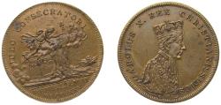 World Coins - France Kingdom 1825 Jeton - Charles X (Coronation) Brass 7.5g AU