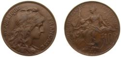 World Coins - France Third Republic 1912 10 Centimes Bronze (9500000) 10g XF F 136 Gad 277 Schön 183 KM 843 GEM 34.1 / 34.7 / 34.8 / 34.9