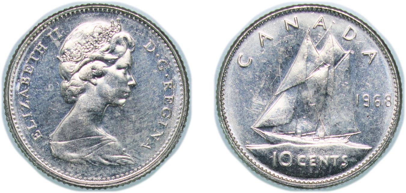 Canada British Dominion 1968 10 Cents - Elizabeth II (2nd portrait
