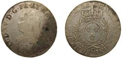 World Coins - France Kingdom 1728 C 1 Écu - Louis XV Silver (.917) Caen Mint (47055) 29.1g VF Dy royales 1675 GadR 321 KM 486 Ciani 2117