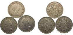 World Coins - Great Britain United Kingdom Elizabeth II 1959-1961 ½ Crown 3 Lots, 1st portrait