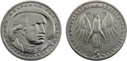 World Coins - Germany Federal republic 1982 D 5 Deutsche Mark 150th anniversary of Johann Wolfgang von Goethe's death