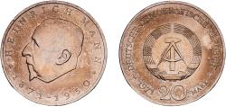 World Coins - Germany German Democratic Republic Democratic republic 1971 20 Mark (100th Anniversary - Birth of Heinrich Mann) Copper-nickel (2029000) 16.68g UNC  KM 33 Schön 32 J 1531 AKS 23
