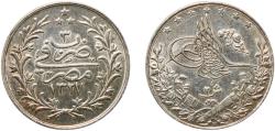 World Coins - Egypt Arab Republic of Egypt AH 1327 (1910) H	 2 Qirsh - Mehmed V Silver (.833) Heaton and Sons / The Mint Birmingham Limited (250000) 2.76g AU  KM 307