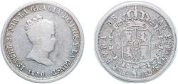 World Coins - Spain Kingdom 1850 S RD 2 Reales - Isabel II (1st portrait,2nd type) Silver (.812) Seville Mint 2.52g VF KM 526 Cal 358