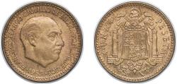 World Coins - Spain Nationalist Government 1953 *19-61 1 Peseta - Francisco Franco (Benlliure) Aluminium bronze (25830000) 3.57g AU KM 775 Cal 75 Schön 28.1