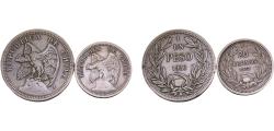 World Coins - Chile Republic 1933 So 20 Centavos &amp; 1 Peso 2 Lots 4.3g/10g
