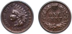 Us Coins - United States Federal republic 1883 1 Cent "Indian Head Cent" Bronze (.950 copper, .050 tin and zinc) United States Mint of Philadelphia (45591500) 2.98g UNC KM 90a Schön 117a