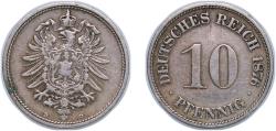 World Coins - Germany Germany - 1871-1948 1876 D 10 Pfennigs - Wilhelm I (type 1 - large shield) Copper-nickel Munich Mint (16787180) 4.06g VF KM 4 AKS 11 J 4 Schön 4 Neum 32, 5