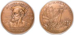 World Coins - France Fifth Republic 1984 Medal - Jacques Cartier, Saint Malo Bronze 16.33g UNC