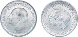 World Coins - Germany Prussian province of Westphalia Weimar Republic 1921 5 Mark - Westfalen (Freiherr vom Stein) Aluminium Heinrich Kissing Mint (120753) 3.44g UNC Funck 599.3