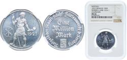 World Coins - Germany City of Freiberg Weimar Republic 1923 1 Million Mark - Freiberg Aluminium (100000) 3g NGC MS 66 Funck 635.1 Men05 8093.1 Men18 10087.1 AFA 377