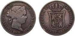 World Coins - Spain Kingdom Isabel II 1868 40 Centimos de Escudo 5.1g