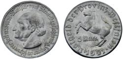 World Coins - Germany Weimar Republic Westphalia 1921 5 Mark German notgeld, Freiherr vom Stein