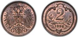 World Coins - Austria Archduchy of Austria 1896 2 Heller Bronze (43080000) 3.35g UNC KM 2801 Schön 4