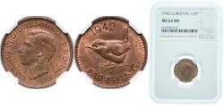 World Coins - Great Britain Kingdom 1942 1 Farthing - George VI (with 'IND:IMP') Bronze Royal Mint (Tower Hill) (28857600) 2.83g NGC MS 62  KM 843 Sp 4116