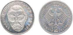 World Coins - Germany Federal Republic of Germany 1999 D 2 Deutsche Mark (Ludwig Erhard) Copper-nickel clad nickel Munich Mint (70000) 7g UNC KM 170 J 445 Schön 167