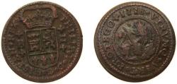 World Coins - Spain Kingdom 1718 B 2 Maravedis - Felipe V Copper Barcelona Mint 3.9g VF KM 302.1