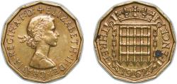 World Coins - Great Britain United Kingdom 1962 3 Pence - Elizabeth II (1st portrait; without 'BRITT:OMN') Nickel brass (51545600) 6.76g XF KM 900 Sp 4153