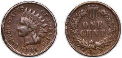 Us Coins - United States Federal republic 1884 1 Cent "Indian Head Cent" Bronze (.950 copper, .050 tin and zinc) (23257800) 3.1g VF Damage KM 90a Schön 117a