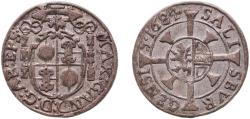 World Coins - Austria Bishopric of Salzburg 1684 1 Kreuzer - Max Gandolf von Kuenburg Silver 0.66g XF  KM 187
