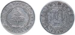 World Coins - Germany District of Welzheim 1918 10 Pfennig - Welzheim Iron 3.35g XF Funck 593.2 Men05 26523.2 Men18 33344.2