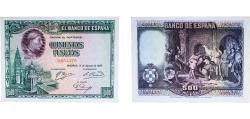 World Coins - Spain 1928 500 Pesetas Paper AU P 77
