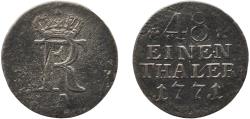 World Coins - Germany Kingdom of Prussia 1771 A 1⁄48 Thaler - Frederick II Billon (.250 silver) (68079000) 1.12g VF  Olding FR 148 KM 327 Schön DM B149 Neum 512 Schr 811-829