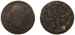 World Coins - Spain Kingdom 1833 2 Maravedis - Fernando VII Copper Segovia Mint 2.2g VF KM 487.1