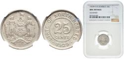 World Coins - Malaysia North Borneo British colony 1929 H 25 Cents Silver (.500) (400000) 2.83g NGC UNC  KM 6 Schön 6