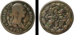 World Coins - Spain Kingdom 1803 4 Maravedis - Carlos IV Copper Real ingenio de Segovia Mint 4.93g VF  KM 427 Cal 1500