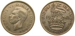 World Coins - Great Britain United Kingdom 1943 1 Shilling - George VI (English crest; with 'IND:IMP') Silver (.500) (11404200) 5.66g XF KM 853 Sp 4082
