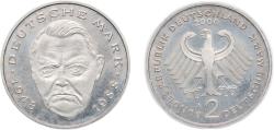 World Coins - Germany Federal Republic of Germany 2000 A 2 Deutsche Mark (Ludwig Erhard) Copper-nickel clad nickel Berlin Mint (70000) 7g UNC KM 170 J 445 Schön 167