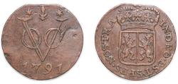 World Coins - Indonesia Netherlands East Indies 1791 1 Duit (Gelderland) Copper 2.85g VF KM 50