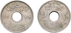 World Coins - Egypt 1917 (AH1335) H 2 Milliemes - Hussein Kamel Copper-nickel (9000000) 3.9g XF  KM 314 MHC 203