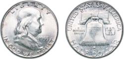 Us Coins - United States Federal republic 1955 ½ Dollar "Franklin Half Dollar" Silver (.900) (2498181) 12.55g BU KM 199 Schön 200