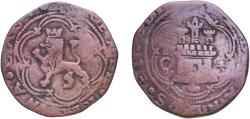 World Coins - Spain Kingdom 1552 - 1566 C 4 Maravedis - In the name of Ferdinand V and Isabella I Billon (.019 silver) Cuenca Mint 8.06g VF Cal 562
