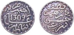 World Coins - Morocco Sultanate AH1309 (1892) ½ Dirham - Moulay al-Hasan I Silver (.835) Paris Mint (1142870) 1.44g XF  Y 4