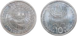 World Coins - Germany Federal Republic 1999 J 10 Deutsche Mark (50 Years SOS Kinderdörfer) Silver (.925) Hamburg Mint (3000000) 15.5g UNC  KM 198 J 472 Schön 196